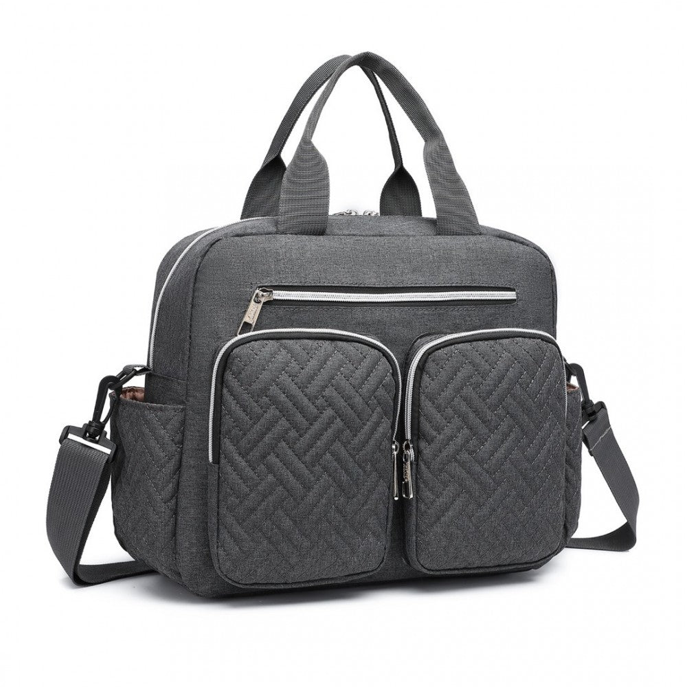Dark Grey Functional Baby Changing Shoulder Bag - Little Lug