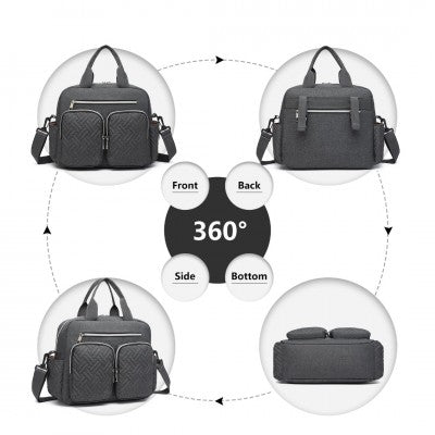 Dark Grey Functional Baby Changing Shoulder Bag - Little Lug