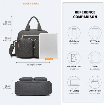 Dark Grey Functional Baby Changing Shoulder Bag - Little Lug