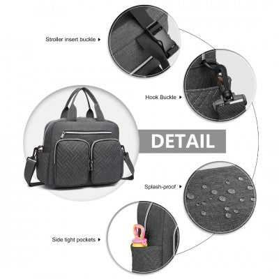 Dark Grey Functional Baby Changing Shoulder Bag - Little Lug
