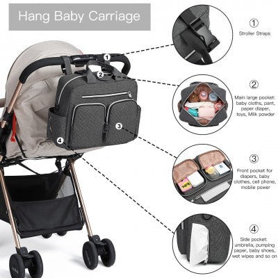Dark Grey Functional Baby Changing Shoulder Bag - Little Lug