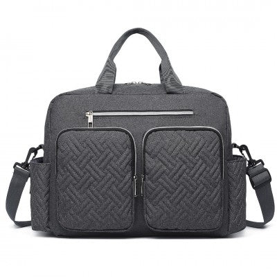 Dark Grey Functional Baby Changing Shoulder Bag With Changing Mat - Little Lug