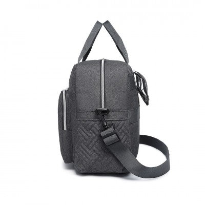 Dark Grey Functional Baby Changing Shoulder Bag With Changing Mat - Little Lug