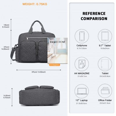 Dark Grey Functional Baby Changing Shoulder Bag With Changing Mat - Little Lug
