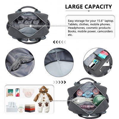 Dark Grey Functional Baby Changing Shoulder Bag With Changing Mat - Little Lug