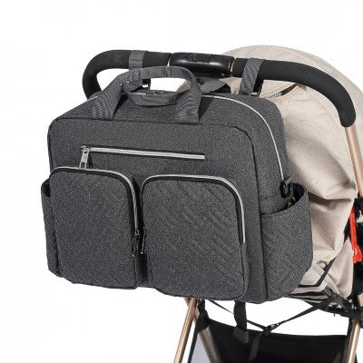Dark Grey Functional Baby Changing Shoulder Bag With Changing Mat - Little Lug