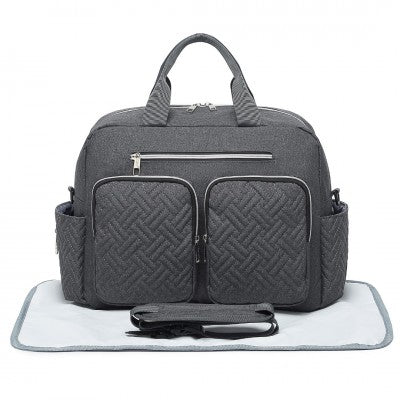 Dark Grey Functional Baby Changing Shoulder Bag With Changing Mat - Little Lug