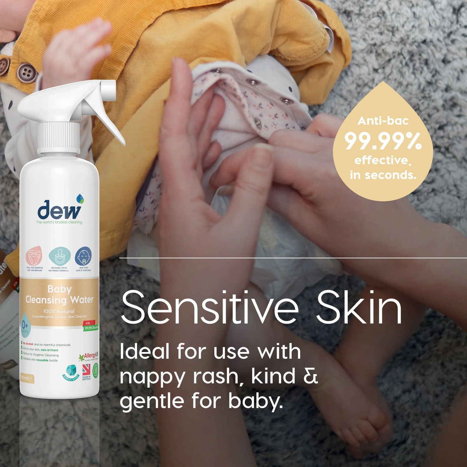 Dew Baby Skin Cleansing Water 500mls - Little Lug