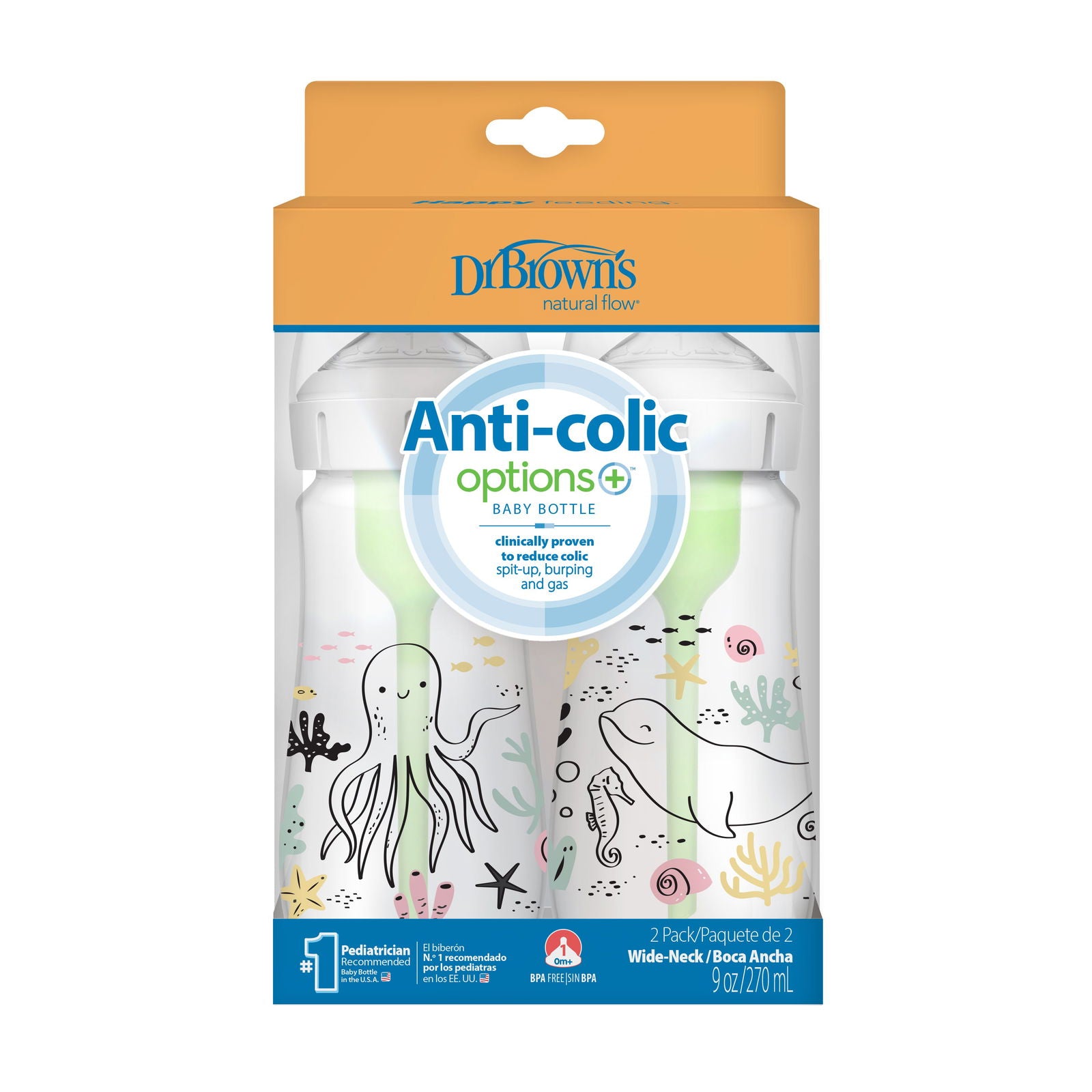 Dr Brown Bottle Designer 270mls - Ocean (Pack of 2) - Little Lug