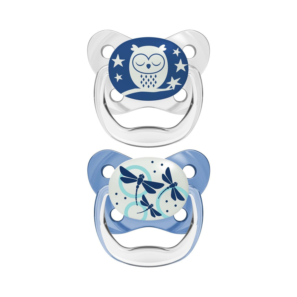 Dr Brown Prevent Shield Stage 1 Glow In Dark Soother - Blue (Pack of 2) - Little Lug
