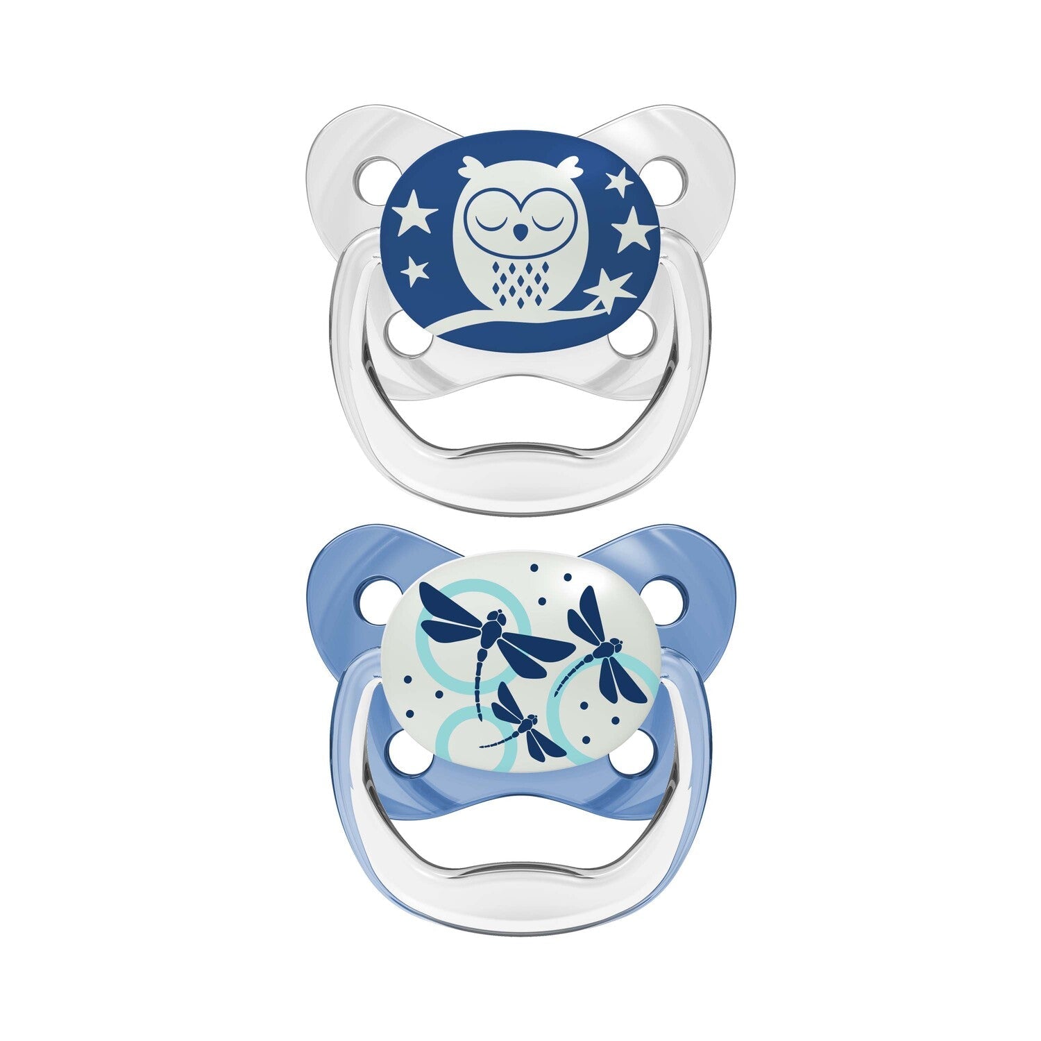 Dr Brown Prevent Shield Stage 1 Glow In Dark Soother - Blue (Pack of 2) - Little Lug