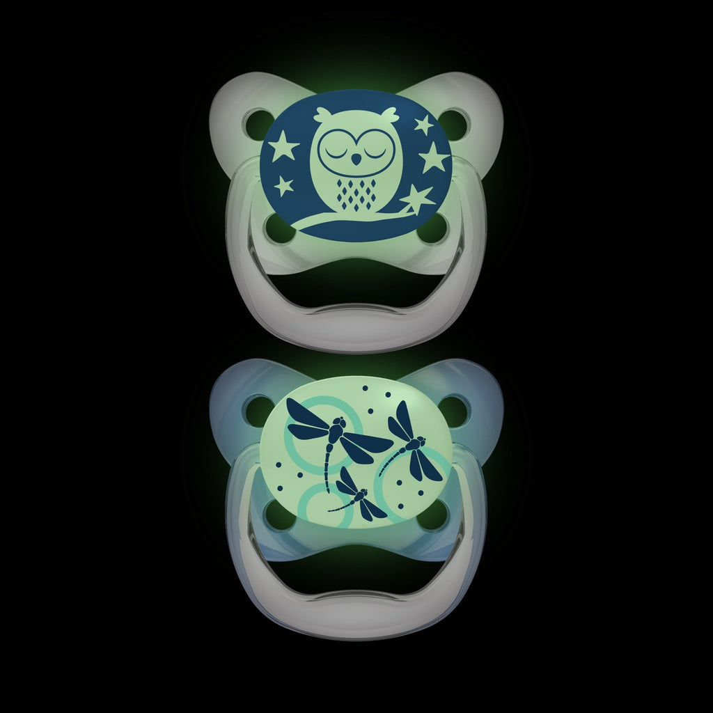 Dr Brown Prevent Shield Stage 1 Glow In Dark Soother - Blue (Pack of 2) - Little Lug