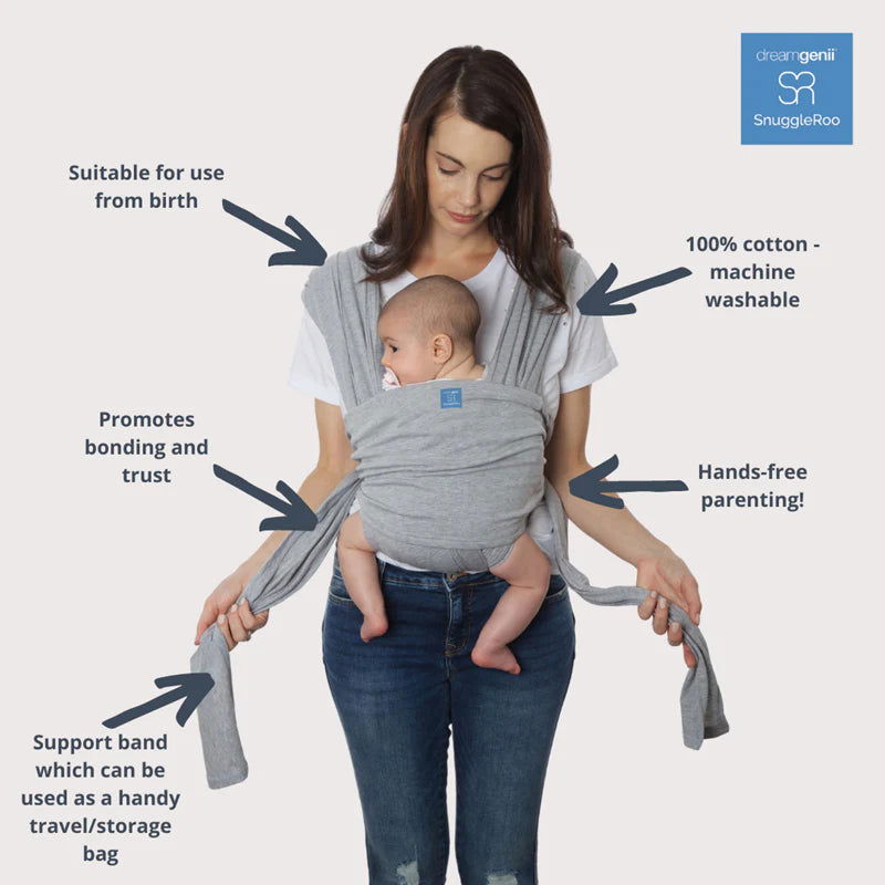 Dream Genii Snuggleroo Baby Carrier - (Available in Black/Light Grey/Charcoal) - Little Lug