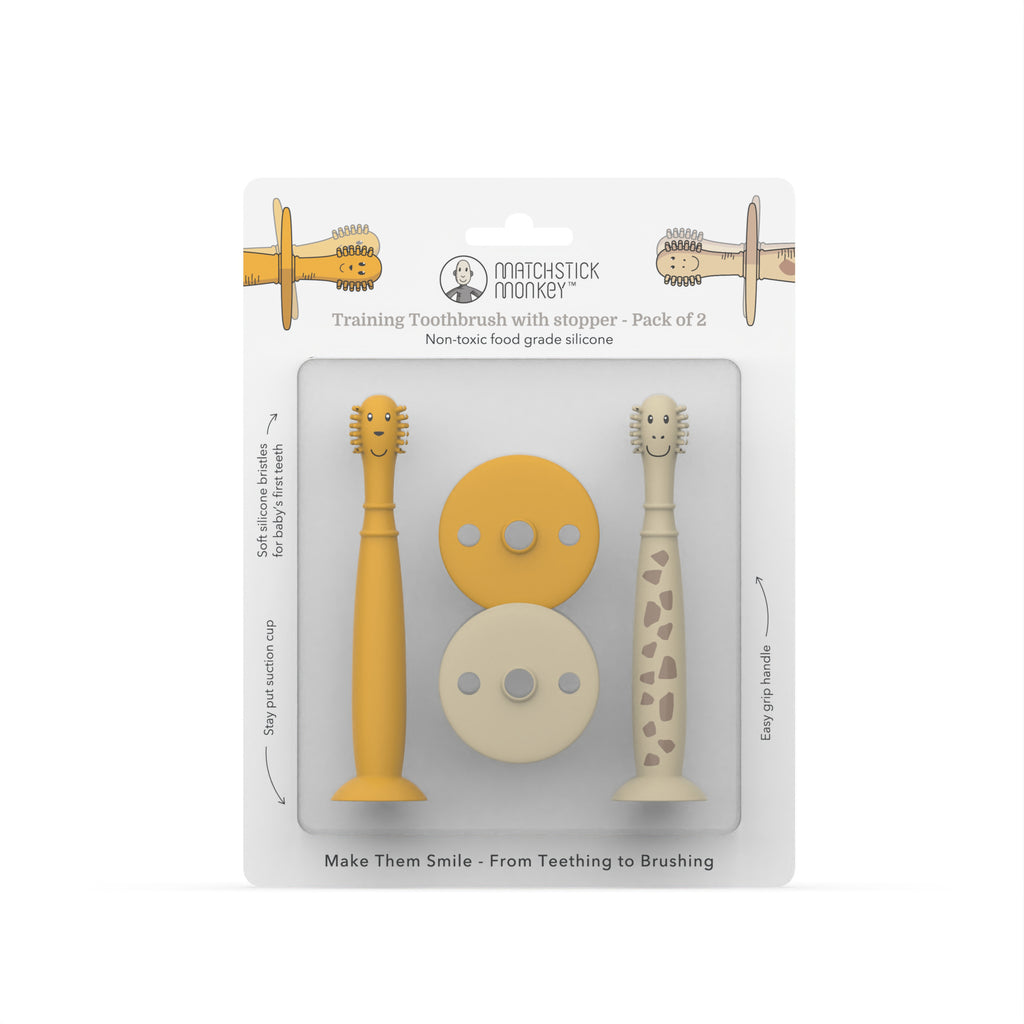 Matchstick Monkey Training Toothbrush (Lion/Giraffe) - Pack of 2