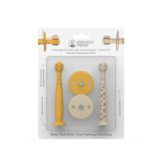 Matchstick Monkey Training Toothbrush (Lion/Giraffe) - Pack of 2