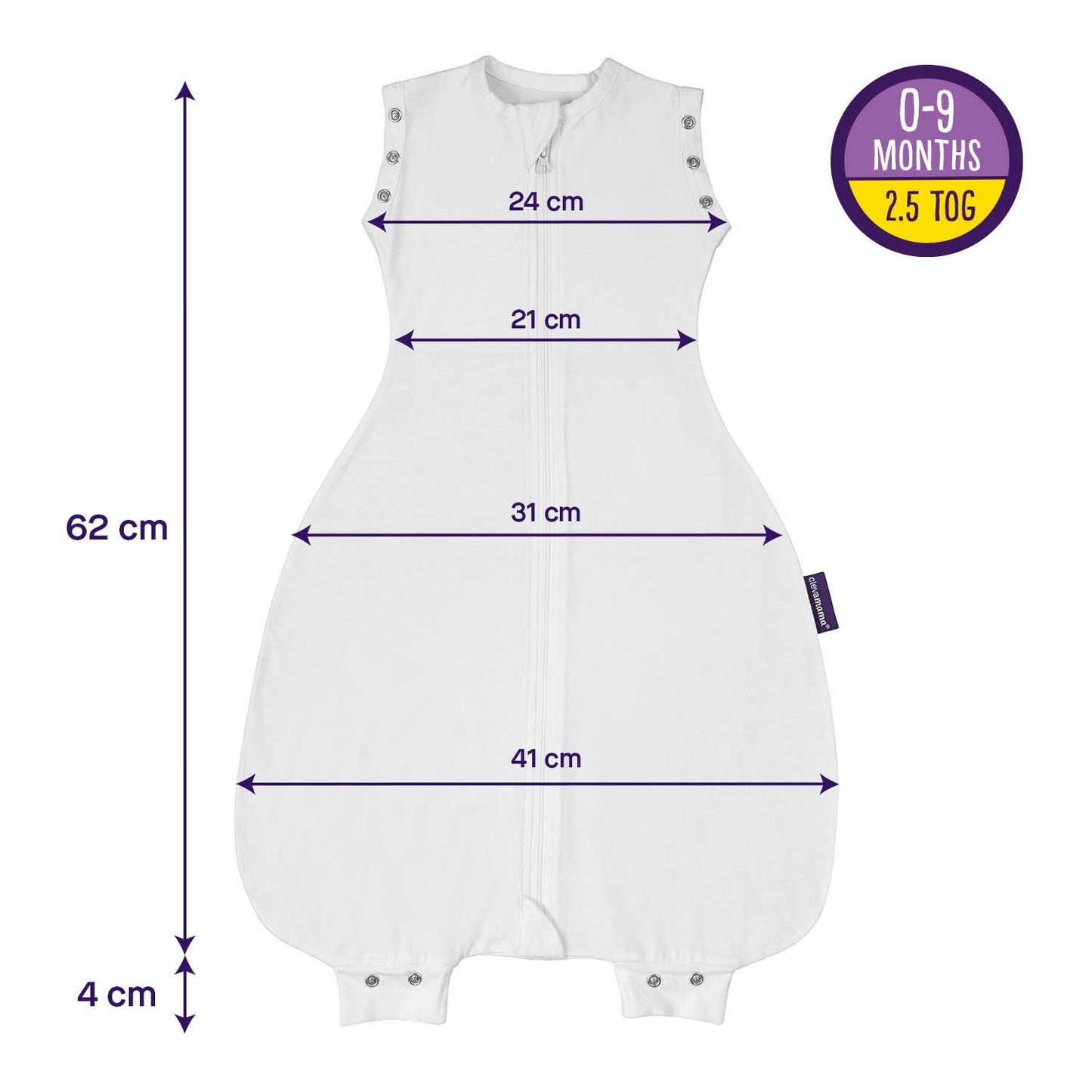 Clevamama 3 in 1 Nite Nite Romper & Sleep Bag - 2.5Tog (0-9 months)