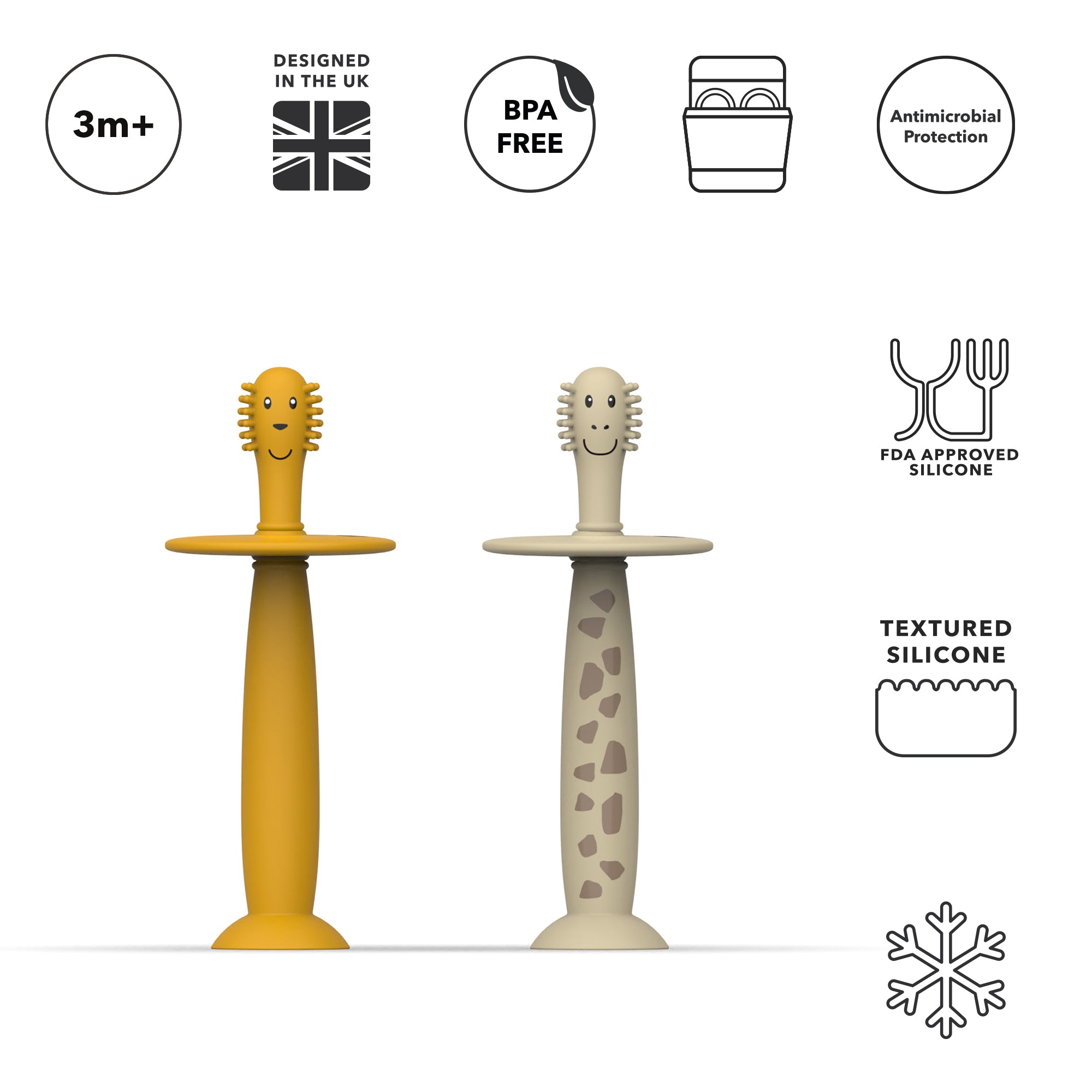Matchstick Monkey Training Toothbrush (Lion/Giraffe) - Pack of 2