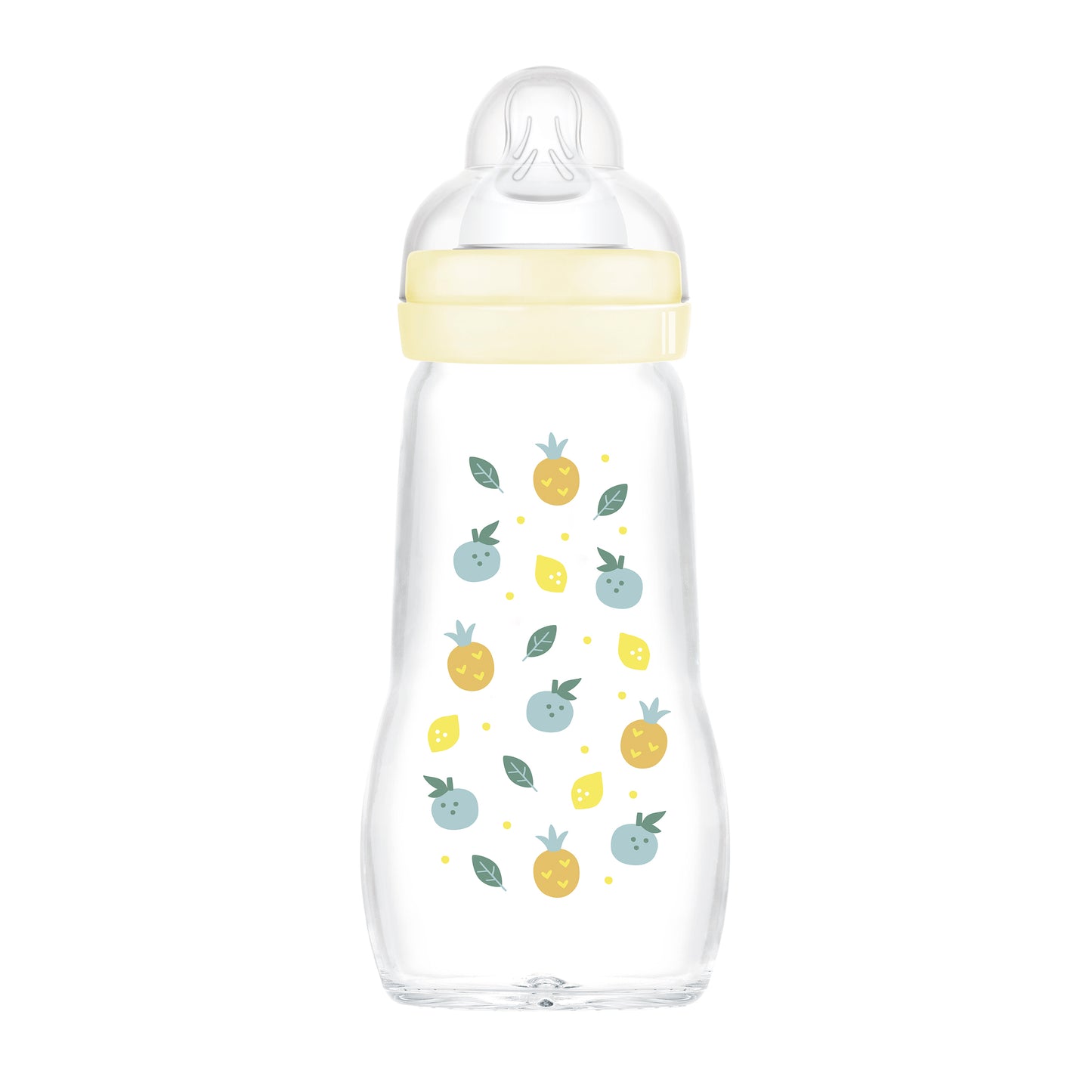 MAM Feel Good GLASS Bottle 260mls - Assorted Designs (PACK OF 1 - SINGLE BOTTLE) - DESIGN MAY VARY TO IMAGE SHOWN