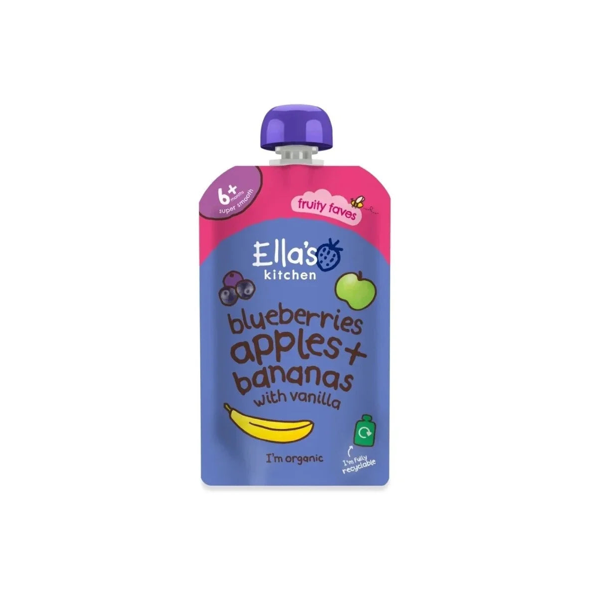 Ella's Kitchen Organic Blueberries Apples Bananas & Vanilla Baby Food Pouch 6+ months 120g