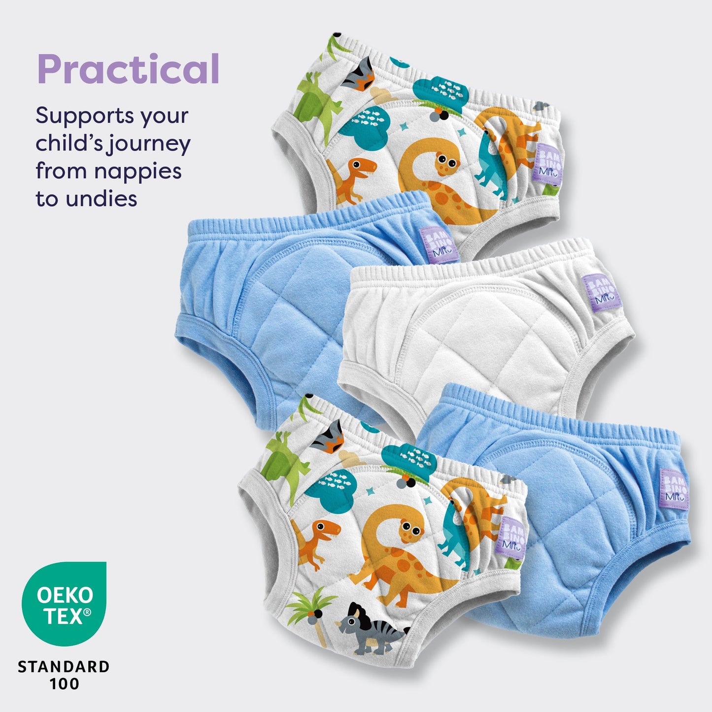 5 Pack Reusable Potty Training Pants in Mixed Dino - Enhanced Design