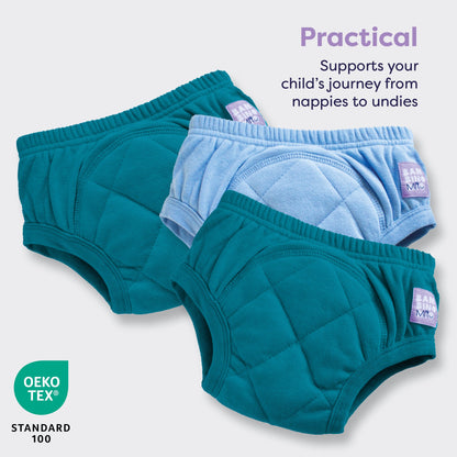 3 Pack Reusable Potty Training Pants in Mix Boy Blue - Enhanced Design