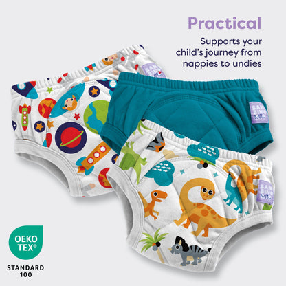 3 Pack Reusable Potty Training Pants in Combo Teal - Enhanced Design