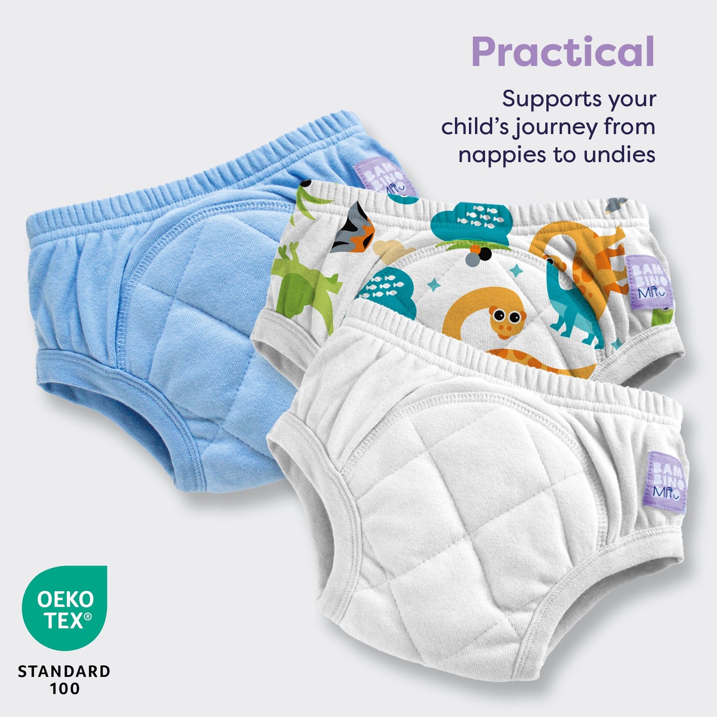 3 Pack Reusable Potty Training Pants in Mixed Dino - Enhanced Design