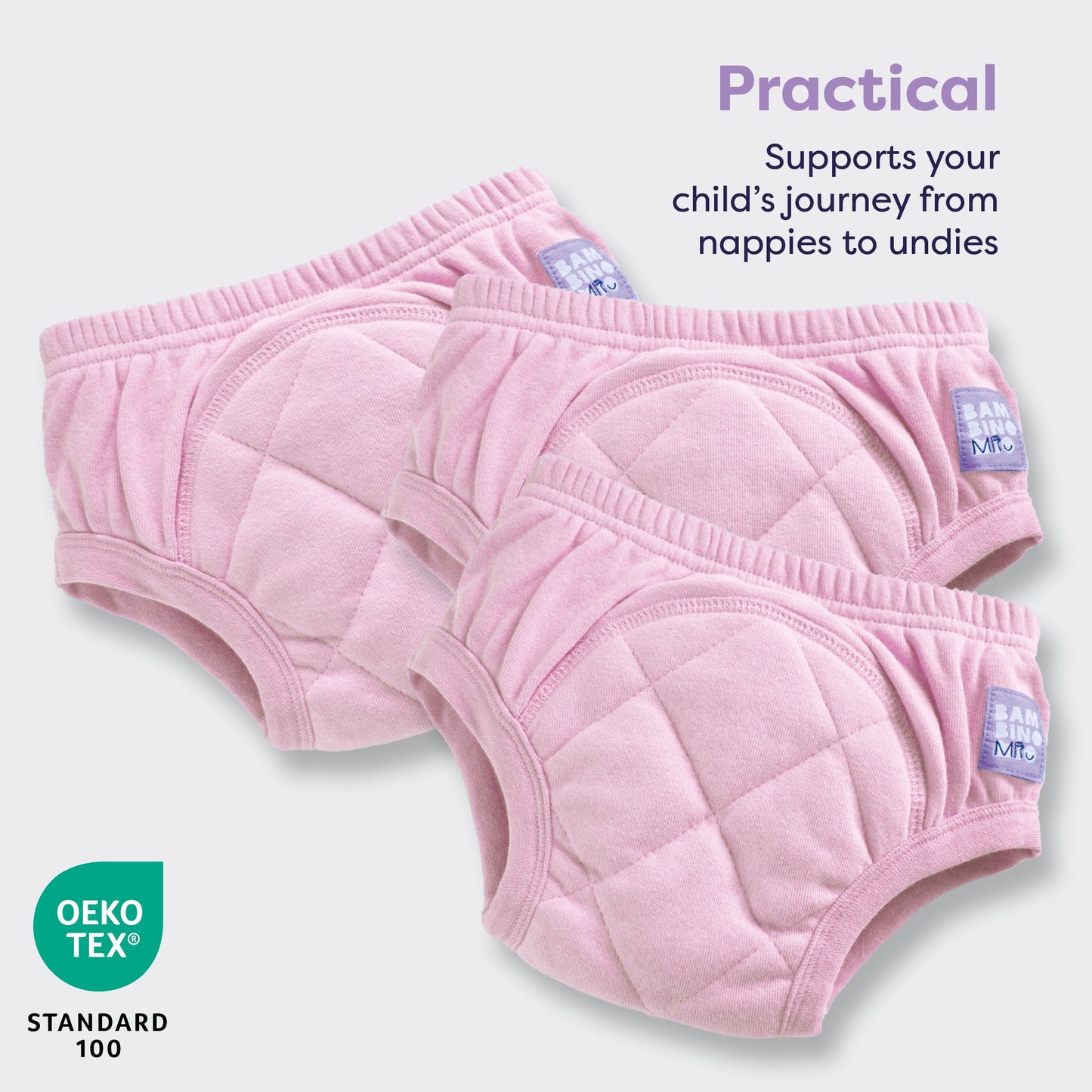 3 Pack Reusable Potty Training Pants in Light Pink - Enhanced Design