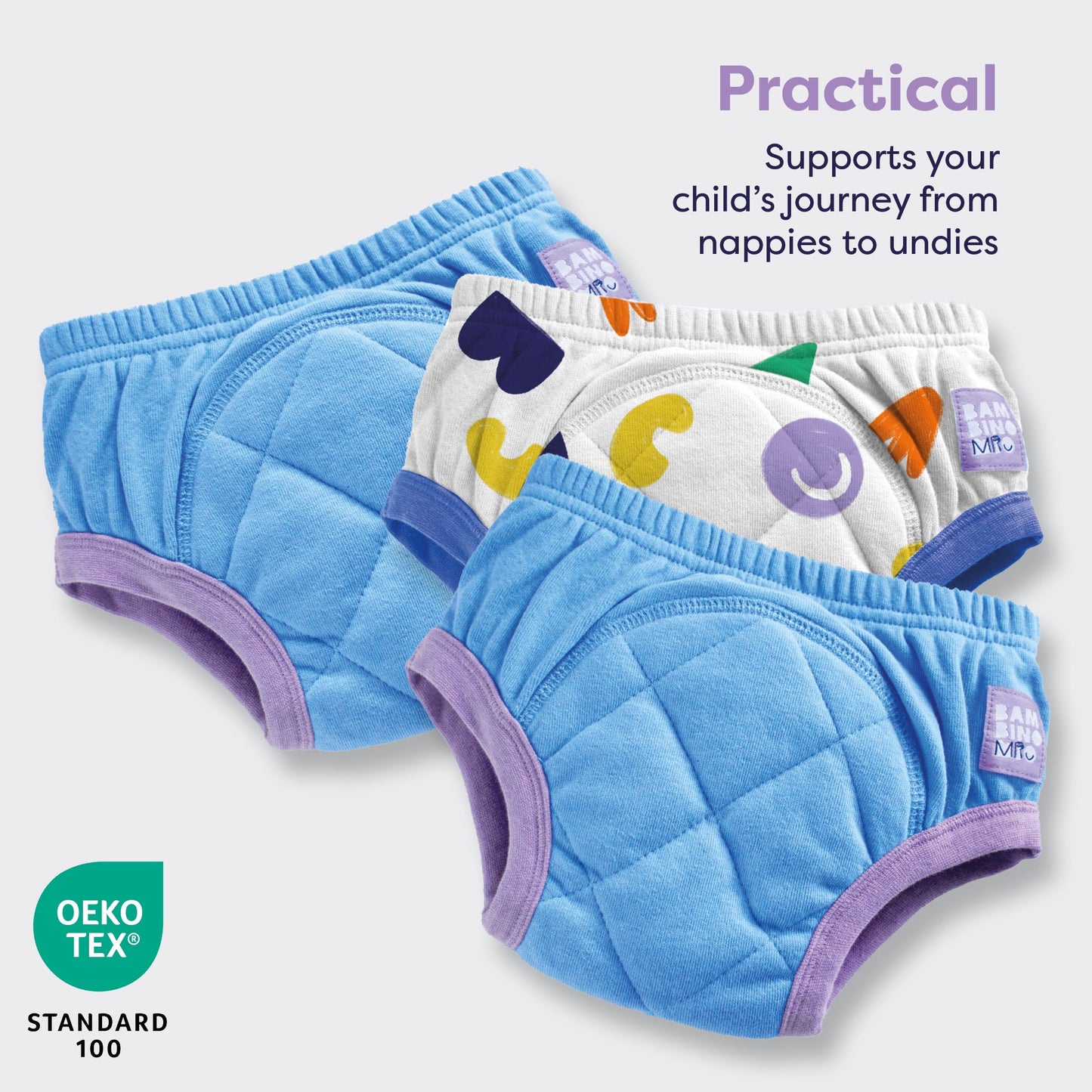 3 Pack Reusable Potty Training Pants in Pop Blue - Enhanced Design