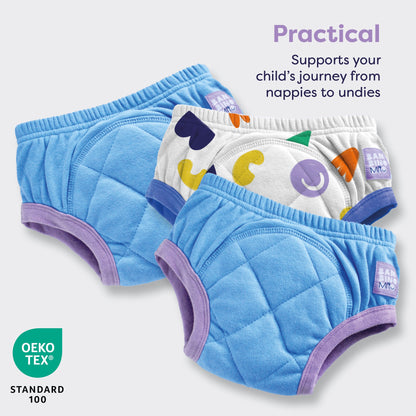 3 Pack Reusable Potty Training Pants in Pop Blue - Enhanced Design