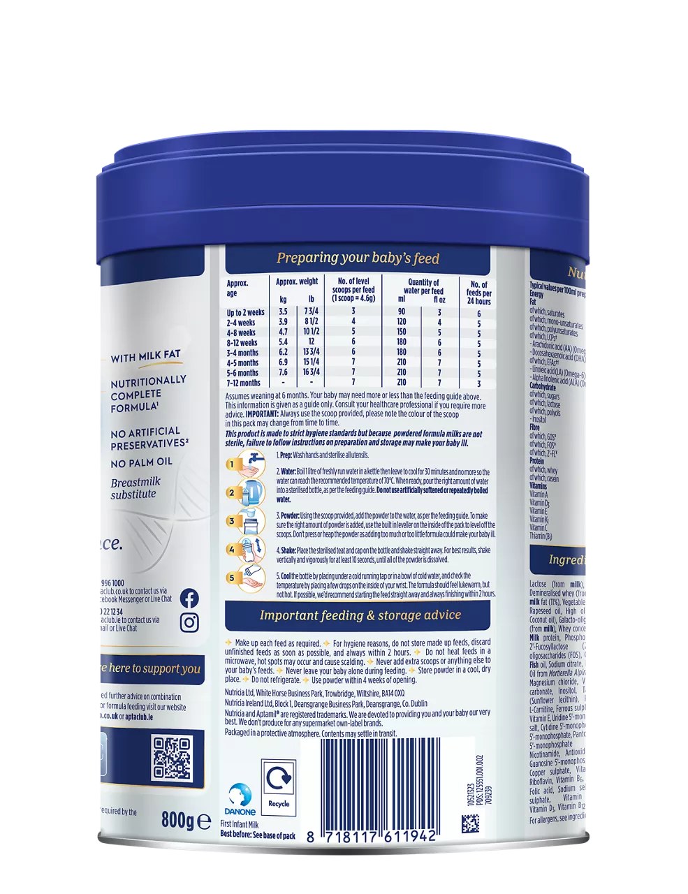 Aptamil Advanced 1 First Infant Milk Powder (0-6months) - 800g