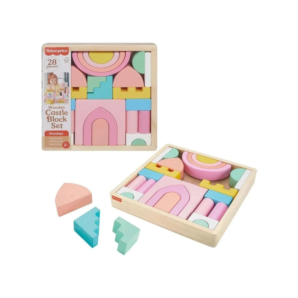 Fisher-Price Wooden Toddler Toy Castle Block Set
