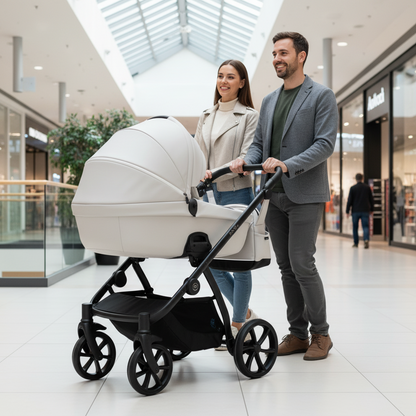 Noordi Fjordi V2 Leather 2in1 Pushchair with ThermoCot™ Carrycot, Cloud