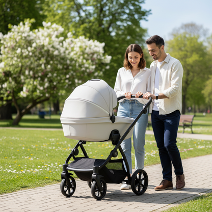 Noordi Fjordi V2 Leather 2in1 Pushchair with ThermoCot™ Carrycot, Cloud