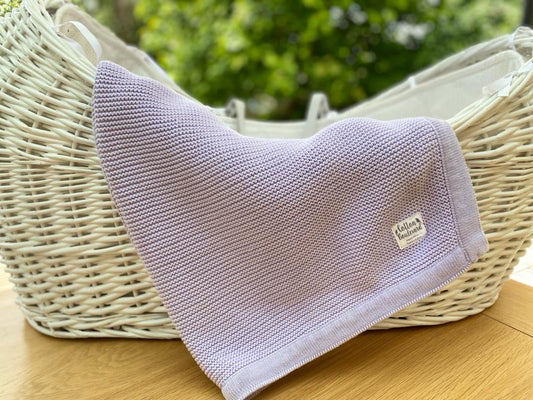 Lavender Organic Cotton Knitted Baby Blanket – 100 X 80cm