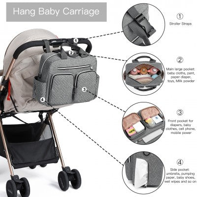 Grey Functional Baby Changing Shoulder Bag - Little Lug