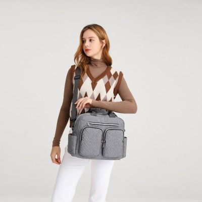 Grey Functional Baby Changing Shoulder Bag - Little Lug
