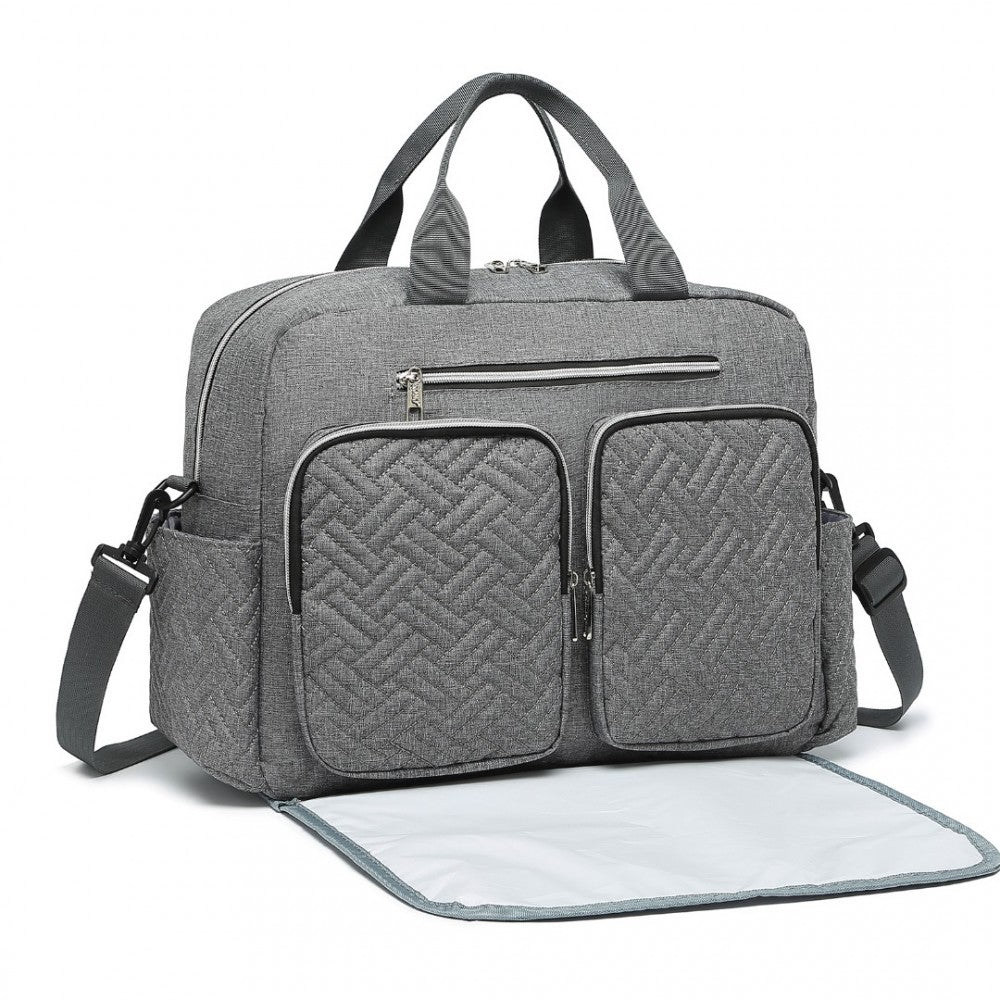 Grey Functional Baby Changing Shoulder Bag With Changing Mat - Little Lug