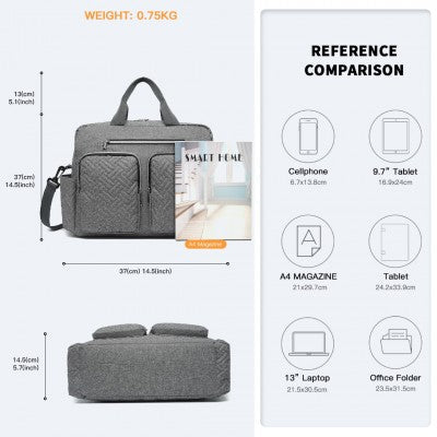 Grey Functional Baby Changing Shoulder Bag With Changing Mat - Little Lug
