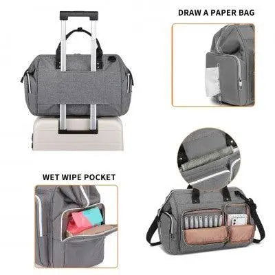 Grey Multi-Compartment Baby Changing Bag with Changing Mat - Little Lug