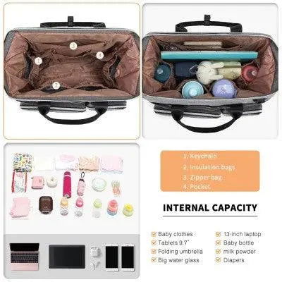 Grey Multi-Compartment Baby Changing Bag with Changing Mat - Little Lug
