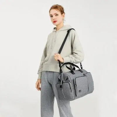 Grey Multi-Compartment Baby Changing Bag with Changing Mat - Little Lug