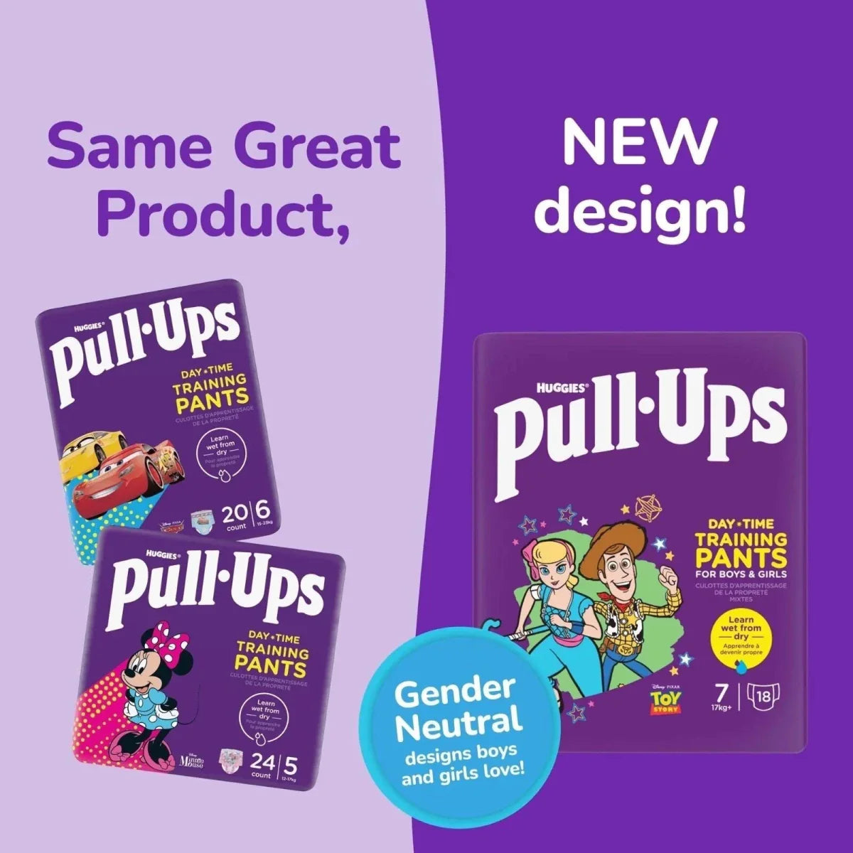 Huggies Pull-Ups Unisex Day Time Nappy Pants Size 7 - 18 Nappies