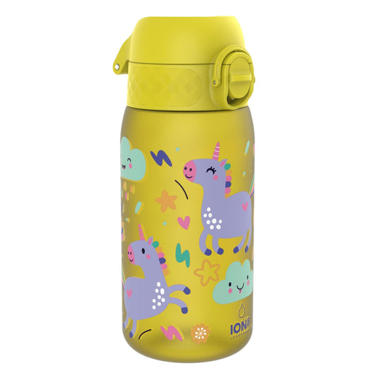 Leak Proof Kids Water Bottle, Recyclon, Yellow Unicorns, 350ml (12oz)