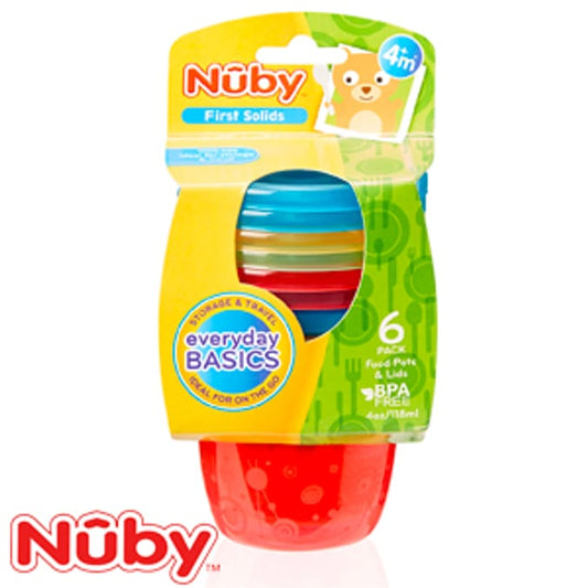 Nuby First Solids Food Pots & Lids (Pack of 6)