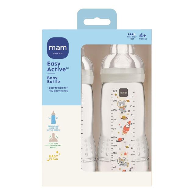MAM Easy Active Bottles 330mls - Unisex (Pack of 2) - DESIGN MAY VARY TO IMAGE SHOWN