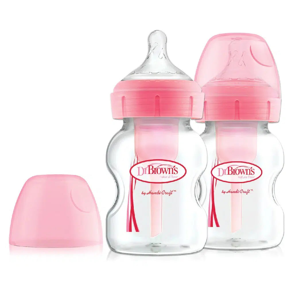 Dr Brown Options Plus Anti-Colic Bottles 150mls (Pink) - Pack of 2