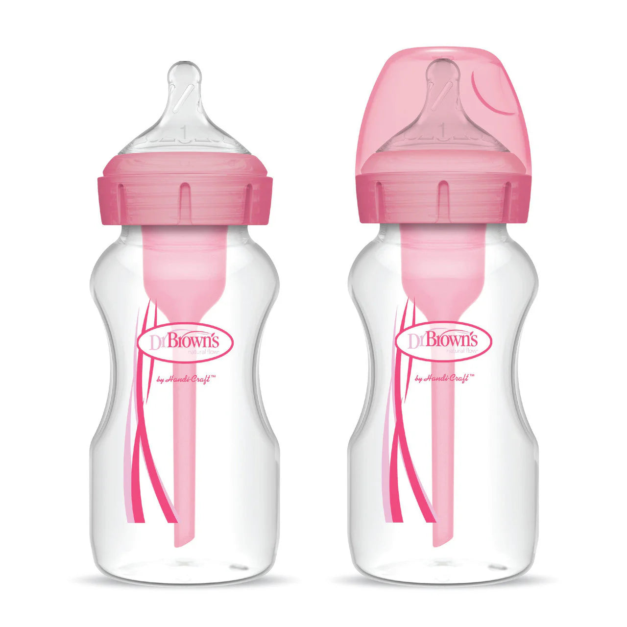 Dr Brown Options Plus Anti-Colic Bottles 270mls (Pink) - Pack of 2