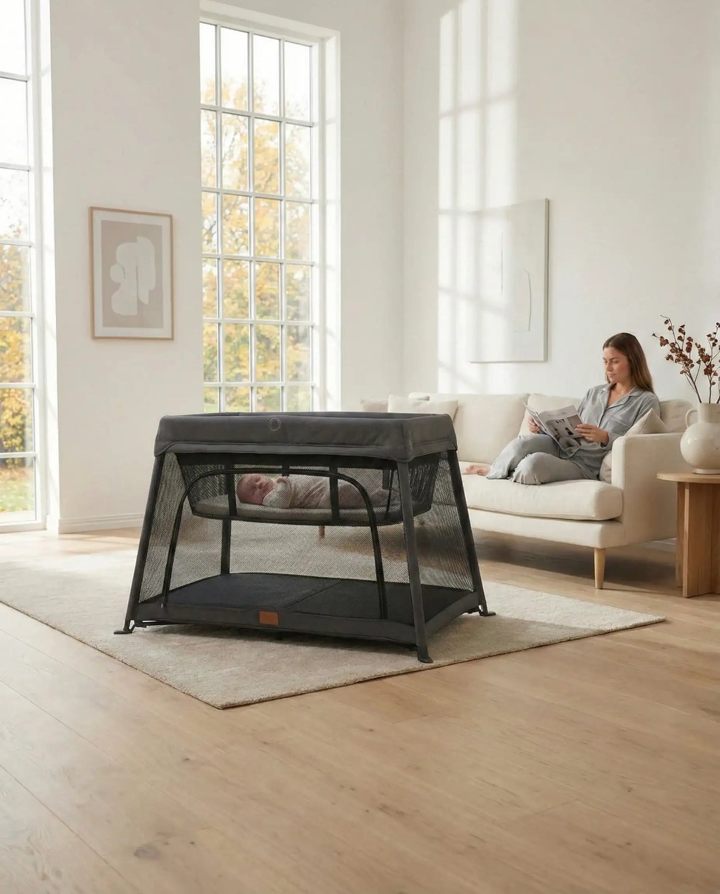 Airpod 3 Travel Cot Includes Newborn Bassinet Insert - Dark Grey