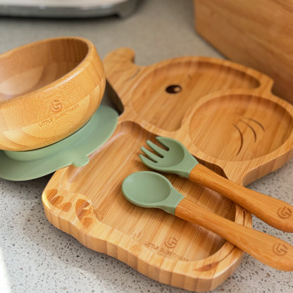 Bamboo Plate & Fork - Elephant